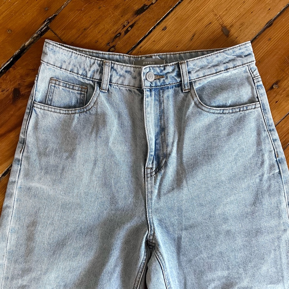 Poetry High Rise Cropped Tapered Jeans Light Wash Denim Size 10 - Picture 4 of 16